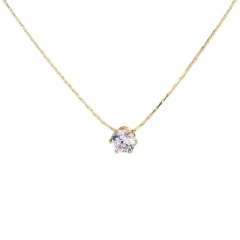 Dije Punto Luz de Acero Dorado con Zirconia/Cubic y Cadena