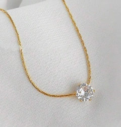 Dije Punto Luz de Acero Dorado con Zirconia/Cubic y Cadena - comprar online