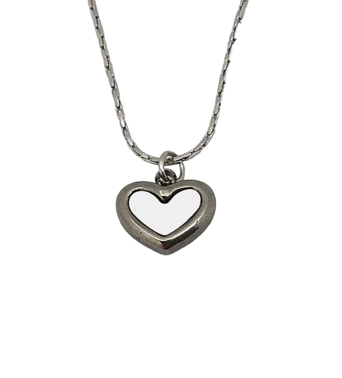 Dije Corazon de Acero con Nacar y Cadena