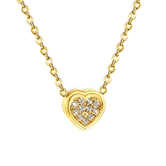 Dije Corazon con Zirconia/Cubic de Acero Dorado y Cadena