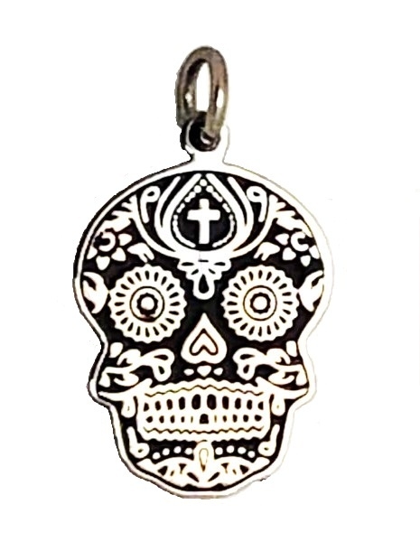 Dije Calavera de Acero con Esmalte