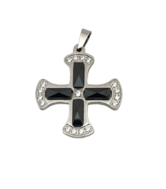 Dije Cruz de Acero con Zirconia/Cubic y Ceramica
