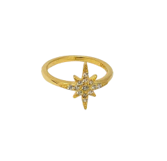 Anillo Estrella Polar de Plata Dorada con Zirconia/Cubic