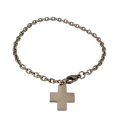 Pulsera Cadena de Acero con Cruz