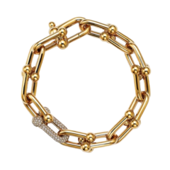 Pulsera Cadena de Acero Dorado con Zirconia/Cubic