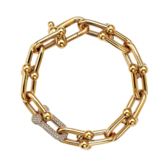 Pulsera Cadena de Acero Dorado con Zirconia/Cubic