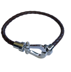 Pulsera de Cuero Trenzado y Acero