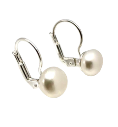 Aros Brisura de Plata con Perla Boton - comprar online