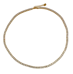 Collar Tenis de Plata Dorada con Zirconia/Cubic