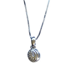 Dije Oval de Plata con Zirconia/Cubic