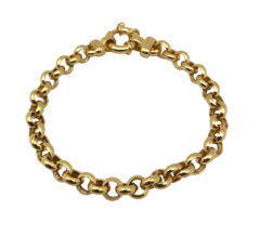 Pulsera Cadena Rolo de Plata Dorada