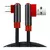 Cable USB para carga con conector recto y angulado, diseño en negro y rojo.