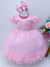 Vestido Infantil Rosa Batizado Babados e Strass Tamanho: 3