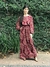 Vestido Reto manga Bufante Estampa Étnica Bordô - comprar online