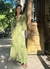 Vestido Longo Gola Careca Estampa Etnica Verde