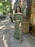 Vestido Boho Ombro a Ombro Estampa Chiffon Oliva