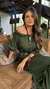 Vestido Ombro a Ombro Boho Babados Verde
