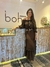 Vestido Ombro a Ombro Boho Babados Marrom