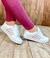 Imagem do Tênis Casual Feminino Listras Confortável Leve Academia Branco Rosa