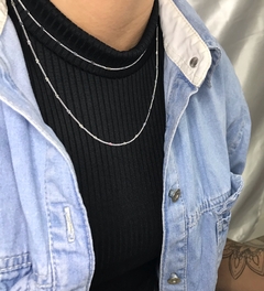 Choker Dupla Mini Corações Prata 925