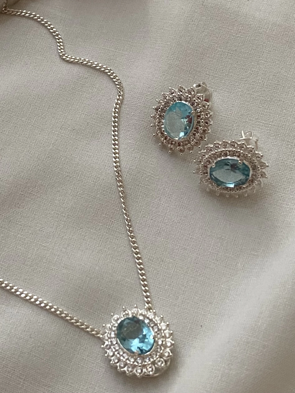 Conjunto Brinco & Pingente azul