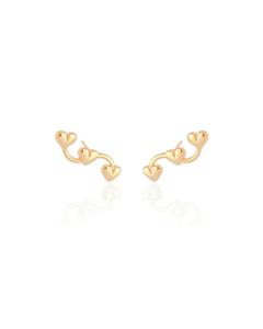 Ear Cuff Corações Liso Dourado