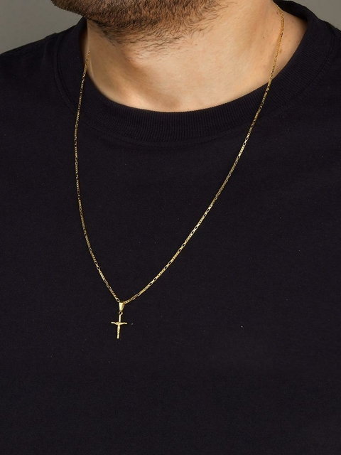 Colar Masculino Veneziana Com Cruz Dourado