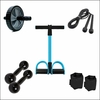 Kit Treino em Casa C / 6 Itens Caneleira de 3kg + Halter de 3kg + Roda ABD + Extensor + Corda