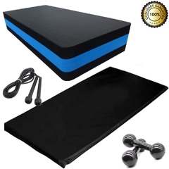 Kit Aeróbico Em Casa Step + Colchonete + Halter 4 +Corda