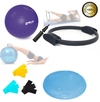 Kit Yoga Pilates C/ 7 Itens Bola Thera Band Bomba Corda