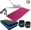 Kit Step + Colchonete De Academia Rosa + Corda De Pular + Caneleira 5kg Preto