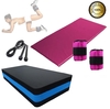 Kit Step + Colchonete De Academia Rosa + Corda De Pular + Caneleira 4kg Rosa