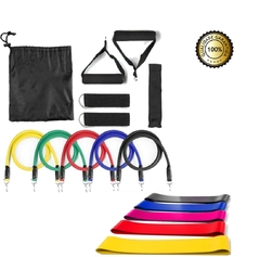 Kit Elásticos Extensores + Kit 5 Mini Bands Faixas Elásticas na internet