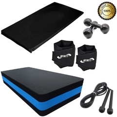Kit Step + Corda + Caneleira 2kg + Colchonete + Halter 4kg