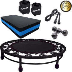 Kit Aeróbico Mini Jump+Halter 2kg + Corda + Caneleira + Step