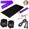 Kit funcional Colchonete + Corda + Caneleira 6 kg + Mini band Extra forte + Faixa elástica Extra forte 1,5m