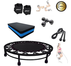 Kit Aeróbico Mini Jump+halter 5kg +corda + Caneleira5 + Step