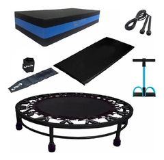 Kit Aeróbico Mini Jump+colchonete + Corda + Extensor+ Step