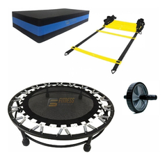 Cama Elástica Mini Jump + Roda Abdominal + Escada + Step