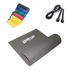 10 Kits Funcional Em Casa C/ Tapete+corda+kit 5 Intensidade Opções:Preto
