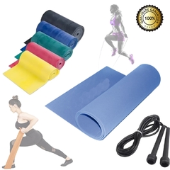 10 Kits Funcional Em Casa C/ Tapete+corda+kit 5 Intensidade