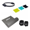 Kit Yoga Pilates Anel + Tapete + Kit Faixa + Caneleira 1 Kg Opções:Azul