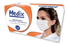 Kit C/100 Unid Mascara Medix Descartável Tripla C/elástico