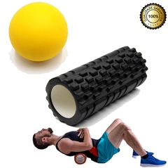 Kit De Liberação Miofacial Rolo + Bola Lacrose Cor:Preto na internet