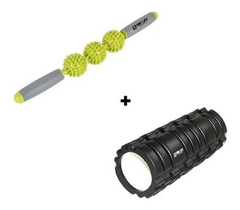 Kit Rolo Massagem Foam Roller Liberacao Miofascial + Bastão
