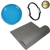 Kit Yoga Pilates Funcional Anel Tapete E Bola Suíça Cor:Preto