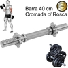 Barra Halter 40cm Maciça Cromada Com Rosca Unidade