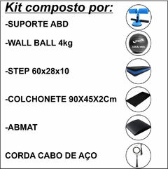 Kit Crossfit - Suporte ABD + Wall Ball 4kg + Step 60x28x10 + Colchonete + ABMAT + Corda Speed Rope - Treino em Casa na internet