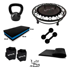 JUMP + PAR HALTER 3KG + CANELEIRA 3 KG + COLCHONETE + KETLLEBEL 4 KG + STEP