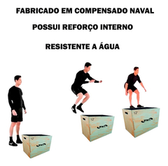 Caixa de Madeira 30x35x45 - 12"+ Corda Naval + Power Bag de 20 kg +Kettlebell de 4 kg + Wall Bal 6 kg + corda speed rope - loja online